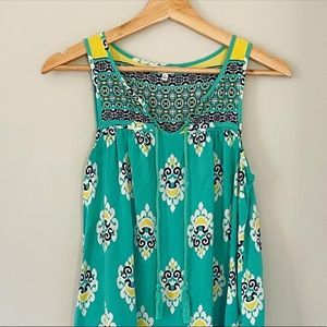 Crown & Ivy Green Mint Yellow Tank Dress M